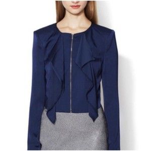 BCBGMAXAZRIA Woman’s Dark Navy Blue Preston Cropped Jacket Size Large